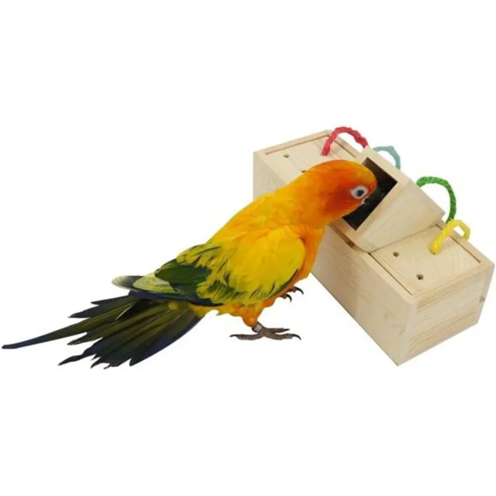 Wooden Bird Foraging Feeder Toys, Intelligence Toys for Medium and Large Parrots
